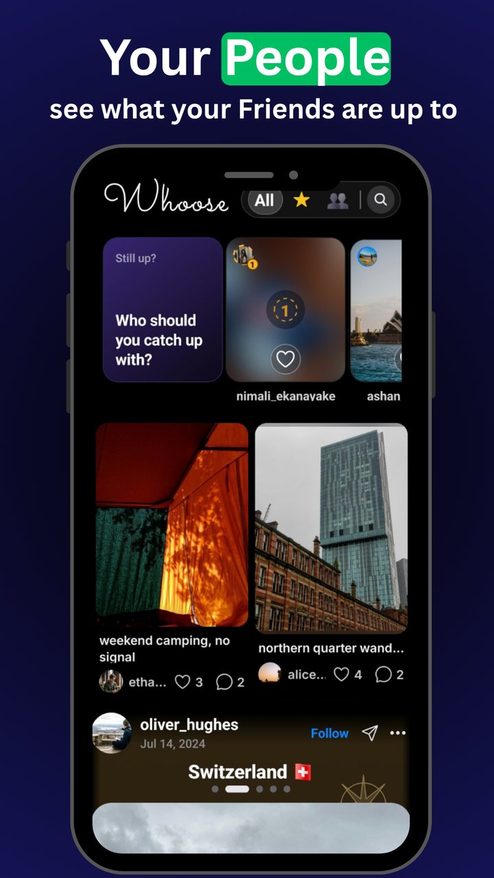 Your People: a feed showing what your friends are up to